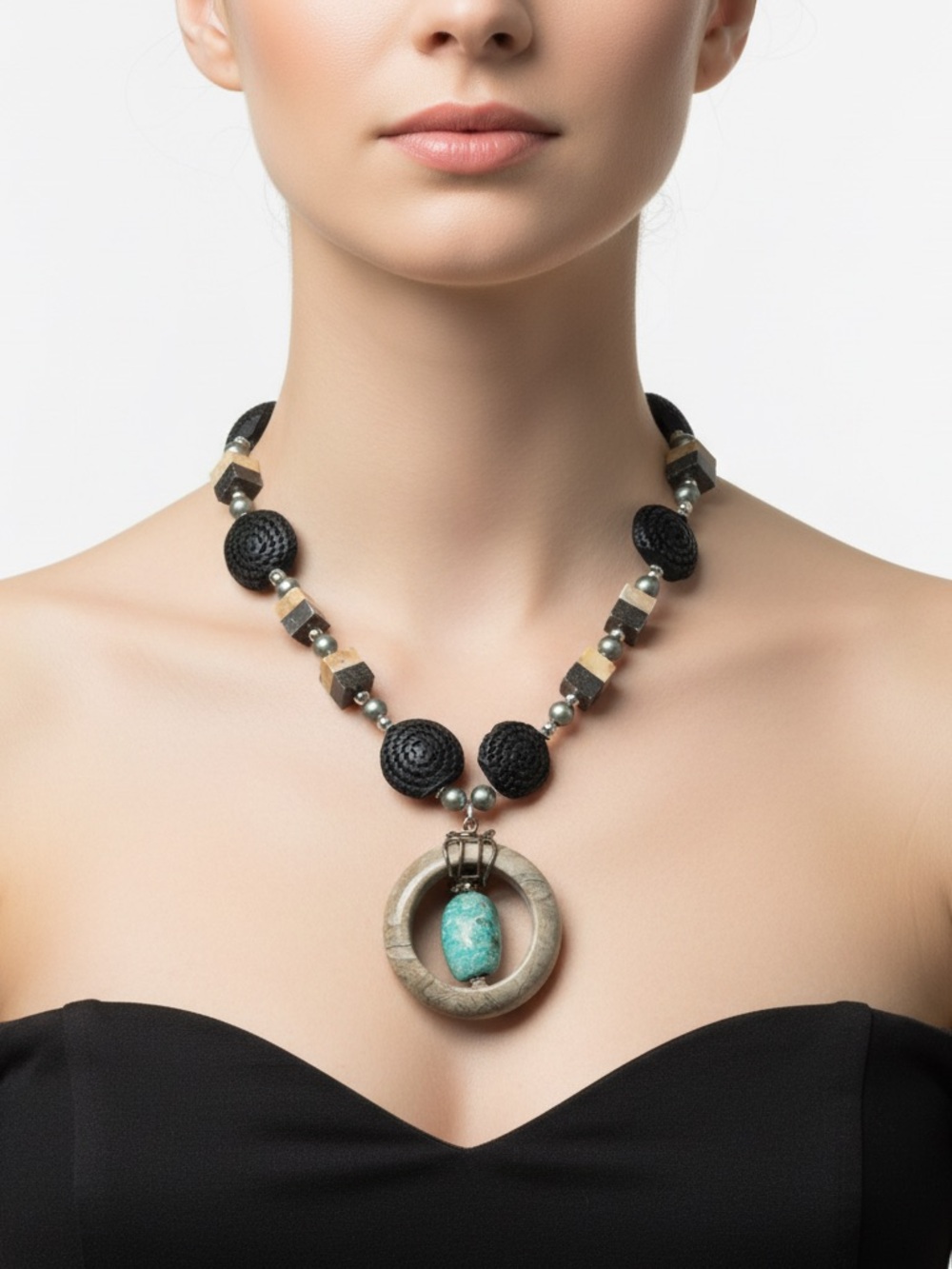 Larimar only & Turquoise Statement Pendant Necklace